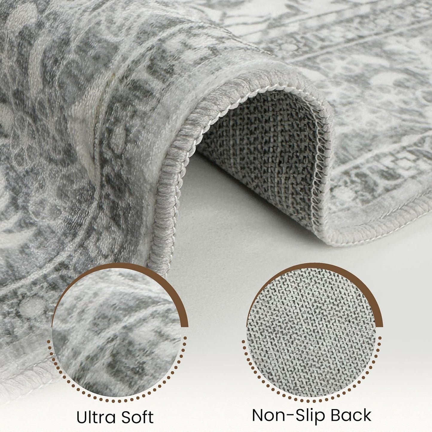 Washable Area Rug 4x6 | Non Slip Area Rug for Living Room, Bedrooms, Dining Room | Ultra-Soft Flannel Carpet Area with Rubber Backing (Beige, 4x6)