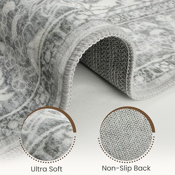 Washable Runner Rug 2x6 | Non Slip Rug Runners for Hallways, Entryways, Kitchens, Bathrooms, Bedrooms | Ultra-Soft Flannel Carpet Runners with Rubber Backing (Beige, 2x6)