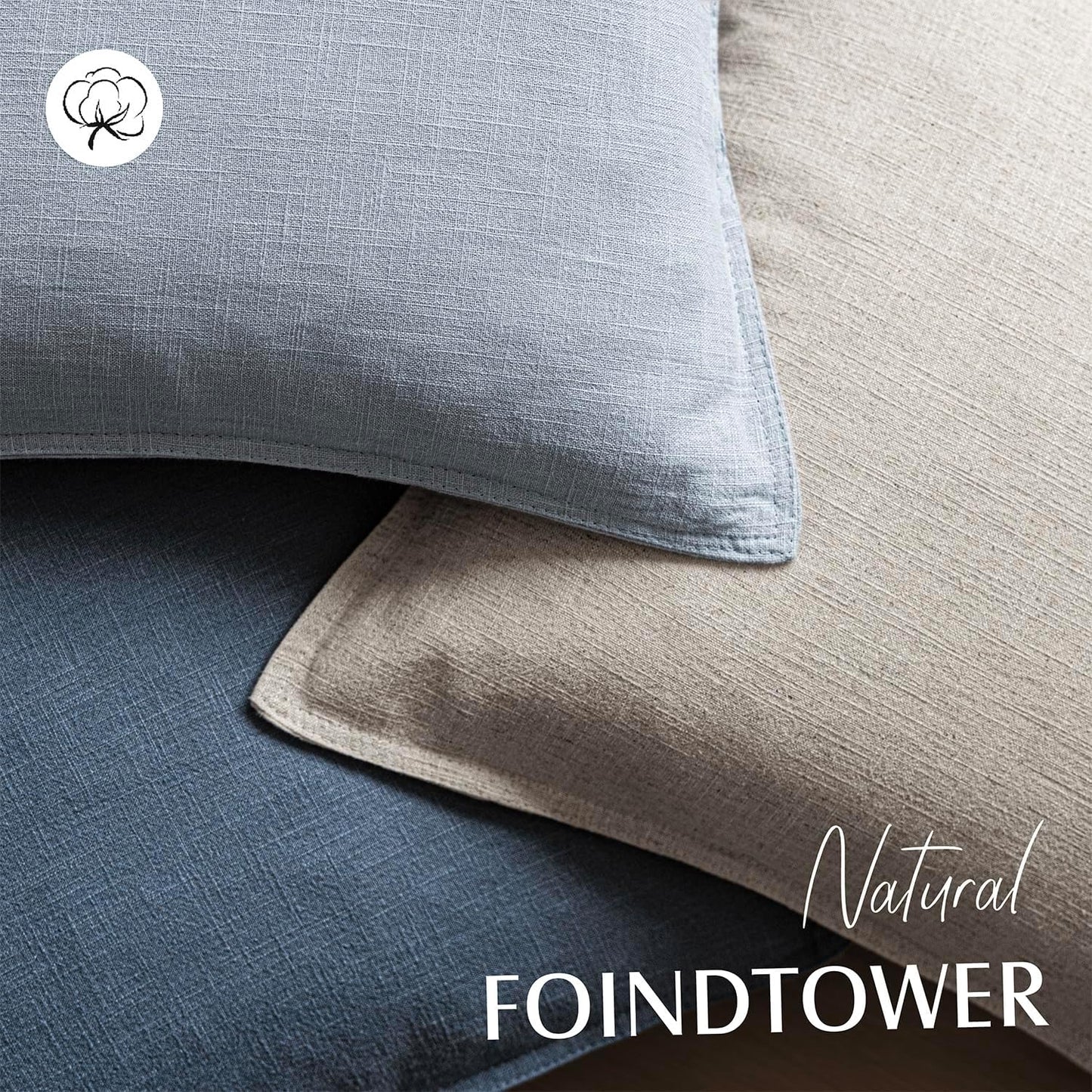 Foindtower Pack of 2, Decorative Linen Soild Throw Pillow Covers Soft Accent Euro Cushion Case Boho Farmhouse Pillowcase for Chair Couch Sofa Bedroom Living Room Home Decor 16 x 16 Inch Sky Blue