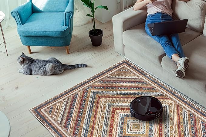 Keen Home Design 3x5 Rug - Machine Washable Entry Rug with Non-Slip Backing, Ideal for Enteryway, Kitchen, Bathroom, Laundry Room - Vintage, Easy Clean, Durable, Low Pile Rug - (3' x 5')