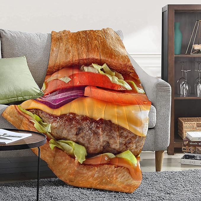 Hamburger Blanket Fleece Lightweight Throws Gift for Birthday Christmas Soft Flannel Blankets for All Season Bed Sofa Kid Size-40"x50"