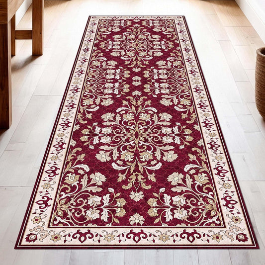 Washable Runner Rug 2x6 | Non Slip Rug Runners for Hallways, Entryways, Kitchens, Bathrooms, Bedrooms | Ultra-Soft Flannel Carpet Runners with Rubber Backing (Royal Red, 2x6)