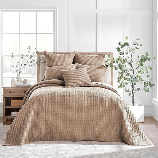Levtex Home Mills Waffle Twin Bedspread Set (84x104in) with 1 Pillow Sham (26x20in) - Blush - Cotton Waffle Twin Size Bedspread Set - Lightweight, Soft, Pre-Washed