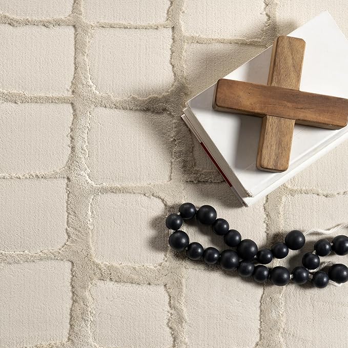 Nuloom Eunice Checkered 6' x 9' Machine Washable Area Rug for Living Room Bedroom Dining Room, Beige