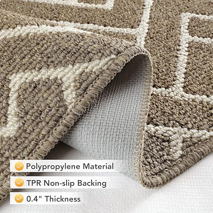 hicorfe Kitchen Rugs and Mats,Kitchen Mats for Floor,47"x71" Non Slip Runner Rug,Absorbent Resist Dirt Comfort Standing Mat Machine Washable for Entryway,Hallway,Front of Sink(Beige)