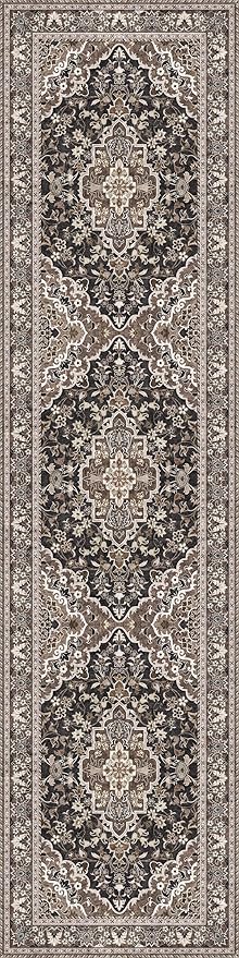 Washable Runner Rug 2x8 | Non Slip Rug Runners for Hallways, Entryways, Kitchens, Bathrooms, Bedrooms | Ultra-Soft Flannel Carpet Runners with Rubber Backing (Black Brown, 2x8)