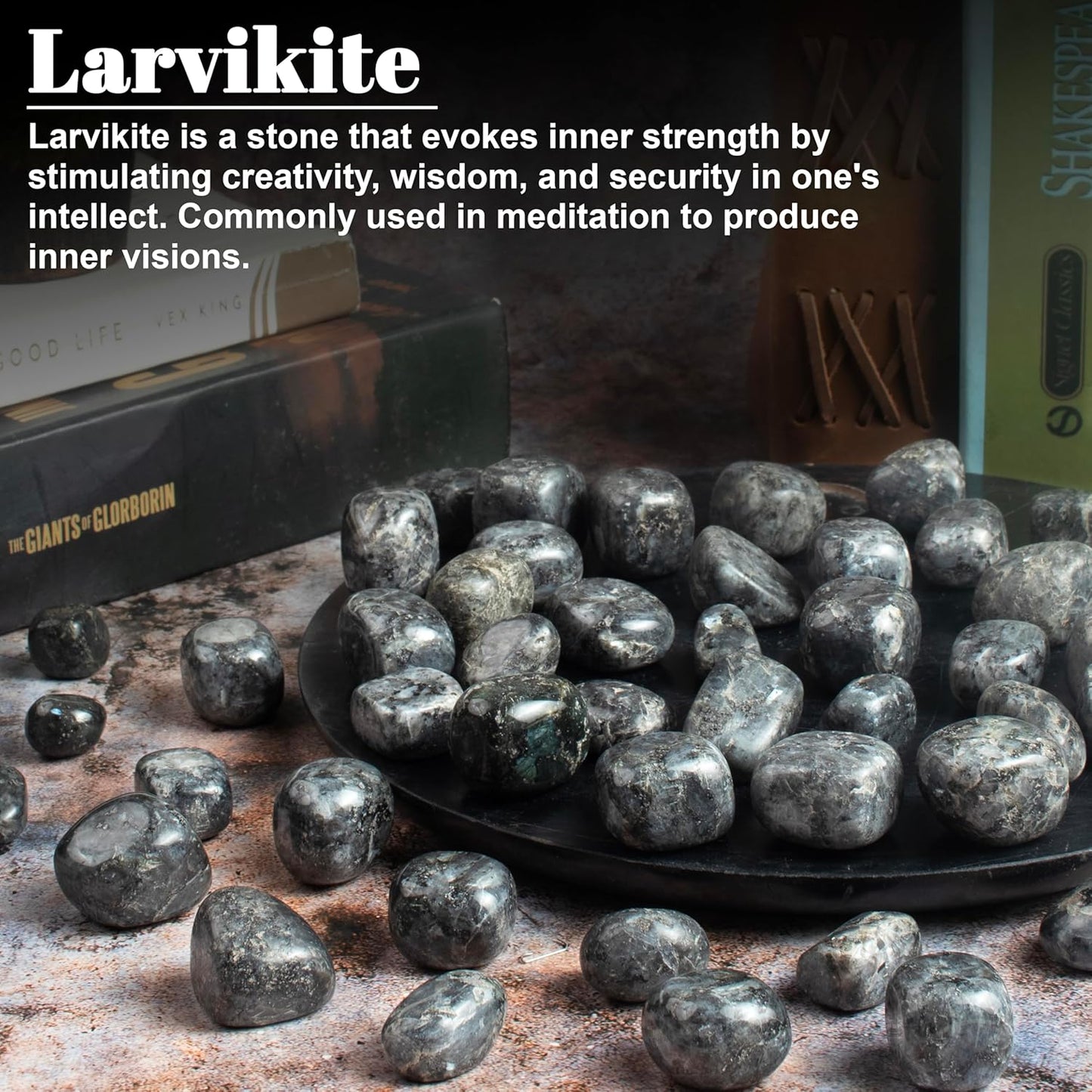 Crocon Stones Set Pocket Crystal Healing Gemstones Tumble Collection Palm Stone Good Luck Charm Gift Craft Home Decor 1 LB… (Larvikite tumble, 1 LB)