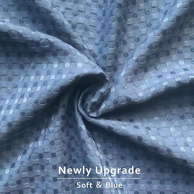 MIYE Pleated Waffle Weave Bed Skirt, Tailored Dust Ruffle 22 Inch Drop Easy Fit, Machine Washable (Blue, TwinXL - 22" Drop)