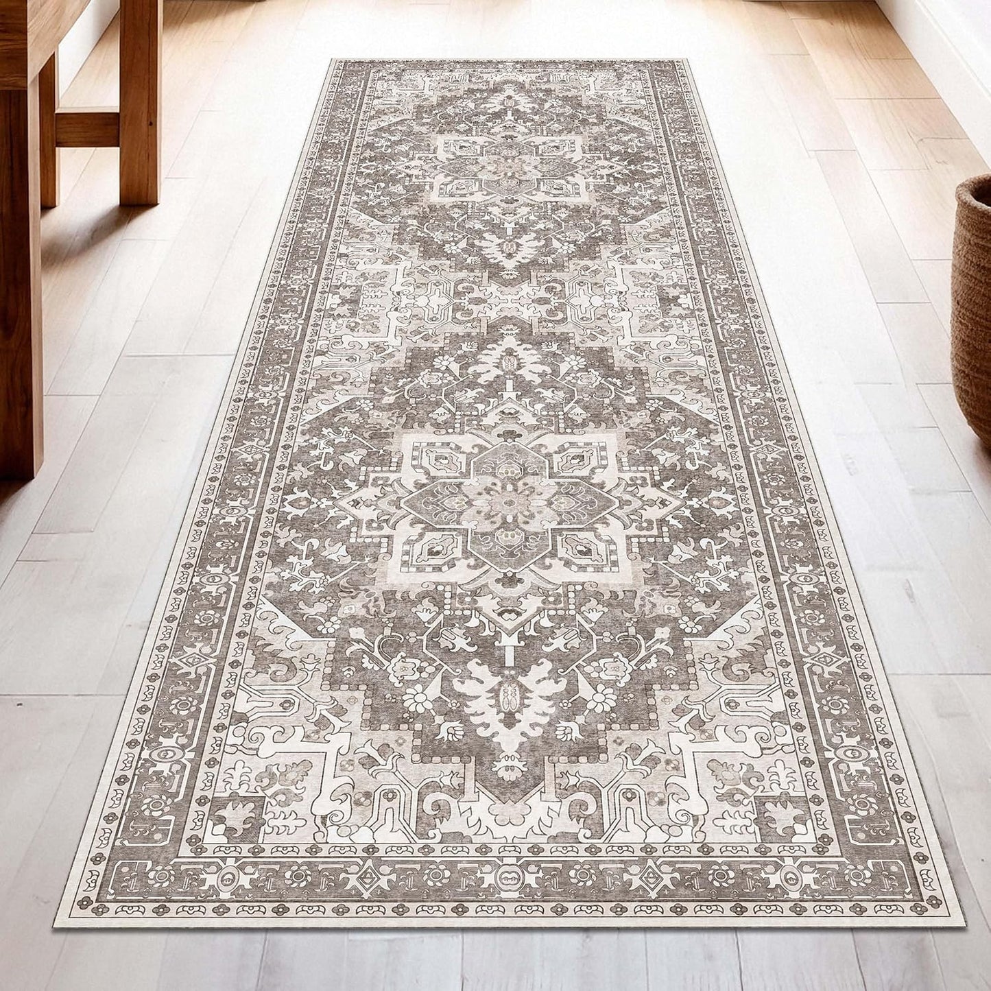 Washable Runner Rug 2x6 | Non Slip Rug Runners for Hallways, Entryways, Kitchens, Bathrooms, Bedrooms | Ultra-Soft Flannel Carpet Runners with Rubber Backing (Brown, 2x6)