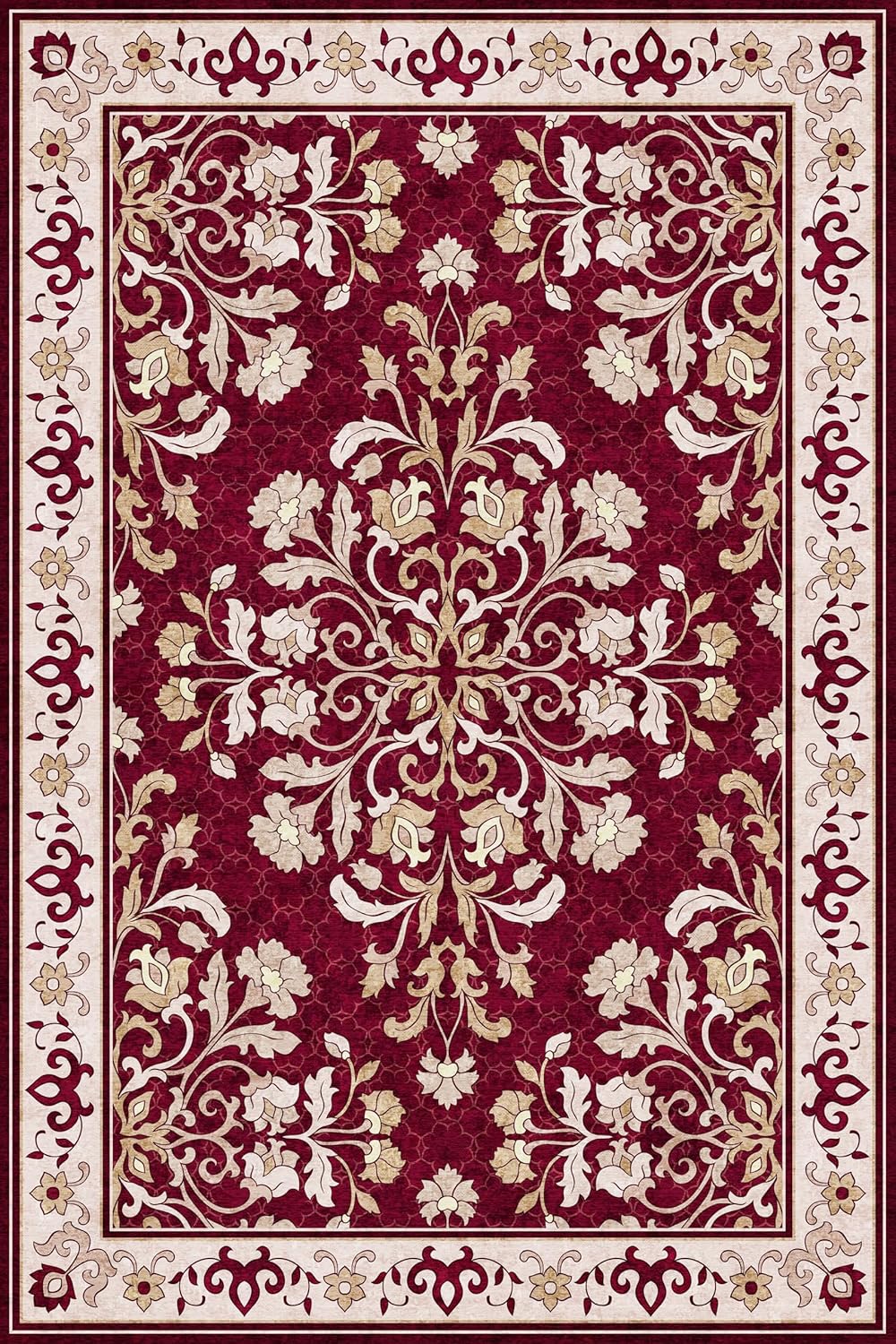 Washable Entryway Rug 2x3 | Non Slip Rug Runners for Hallways, Entryways, Kitchens, Bathrooms, Bedrooms | Ultra-Soft Flannel Carpet Kitchen Rug with Rubber Backing (Royal Red, 2x3)