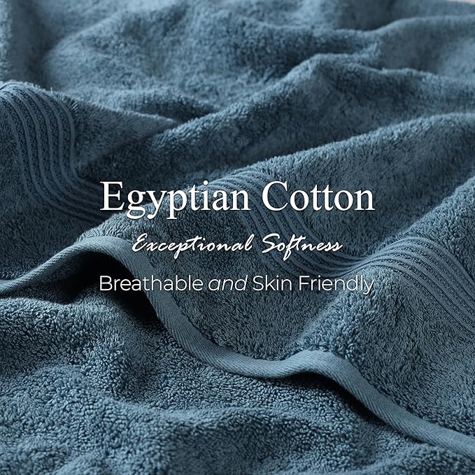 Superior Egyptian Cotton 2-Piece Bath Sheet Towel Set, Oversized Body Towels For Adults And Kids, Large Towel For Bath, Shower, Guest Bathroom, Spa, Gym, Resort, Essentials, Airbnb, Sapphire