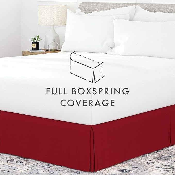 Linen Market Bed Skirt - Ultra Soft Microfiber - Easy Fit with 14 Inch Tailored Drop - Hotel Quality, Shrinkage & Fade Resistant - Bed Cover - King Bed Set - Bedroom Décor - (King, Burgundy)
