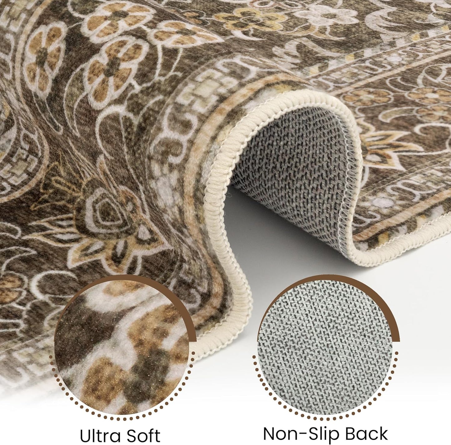 Washable Runner Rug 2.5x8 | Non Slip Rug Runners for Hallways, Entryways, Kitchens, Bathrooms, Bedrooms | Ultra-Soft Flannel Carpet Runners with Rubber Backing (Dark Sage, 2.5x8)