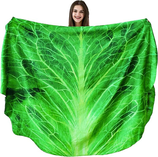 Vessia Lettuce Throw Blanket, Realistic Funny Food Blanket for Adults and Kids, 300GSM Giant Soft Vegetable Throw for Couch, Sofa, Bed, Fun Cozy Cabbage Home Decor for All Seasons, 60 inches