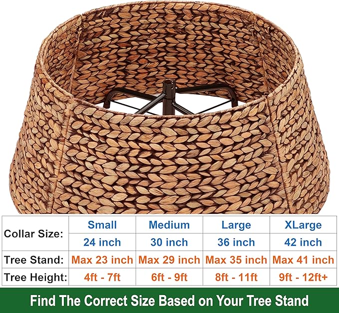 CENBOSS Rattan Christmas Tree Collar, Wicker Tree Skirt & Stand Base Cover (Brown Wash, 36 inch)