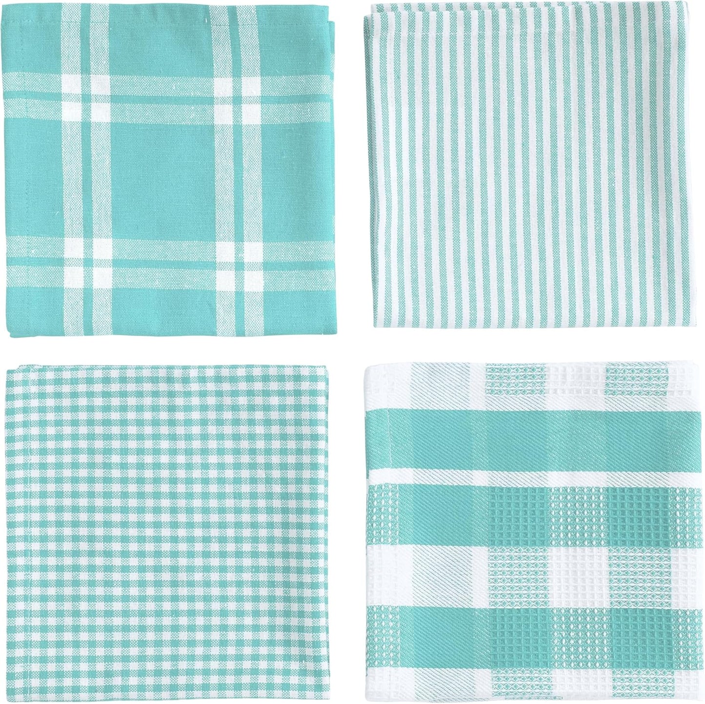 LANE LINEN 100% Cotton Kitchen Dish Cloths, Ultra Soft Absorbent Quick Drying Dish Towels, Multiweave Wash Cloths Dish Towel Sets, 12x12 Inches, 12 Pack - Aqua