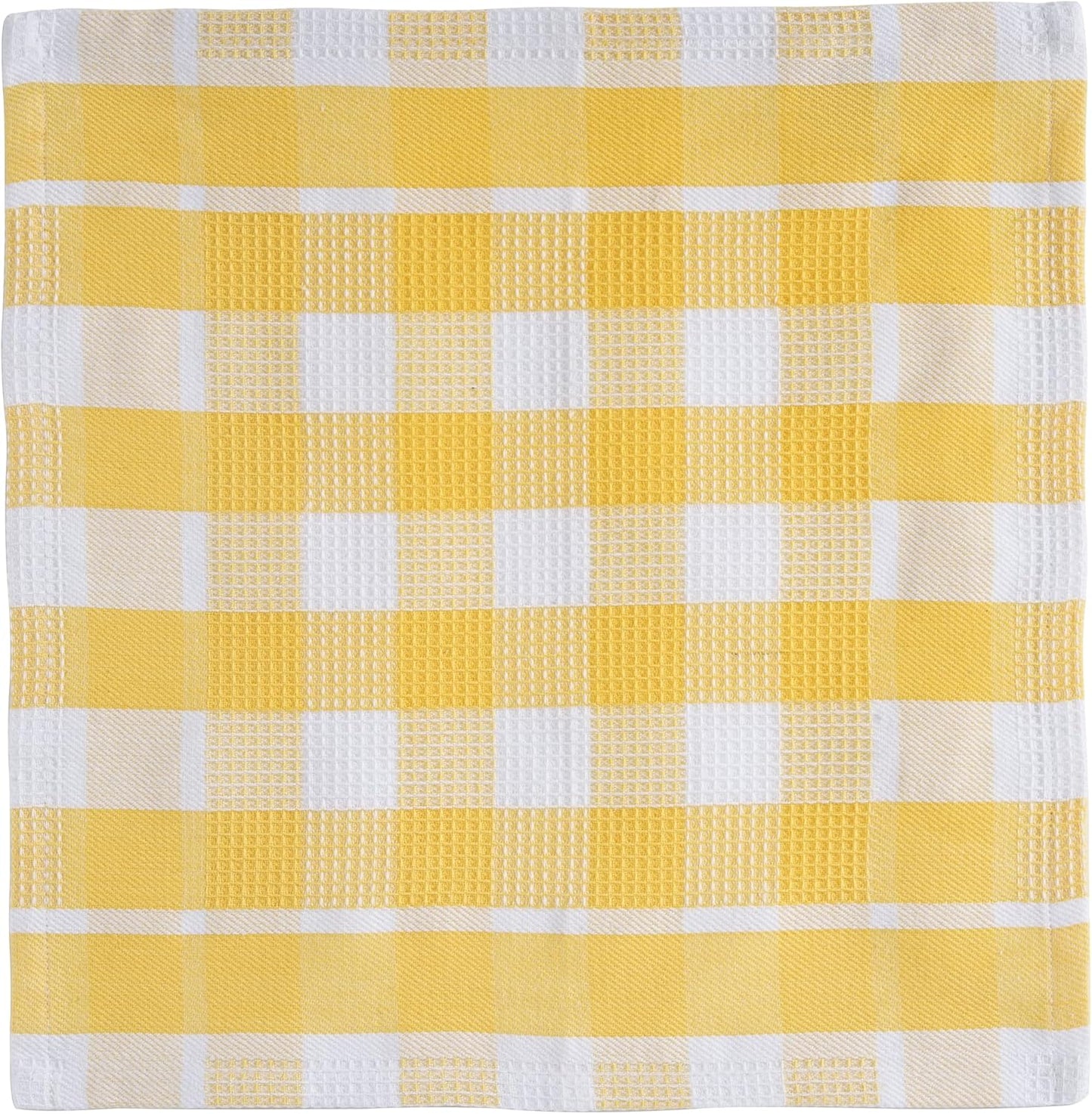 LANE LINEN 100% Cotton Kitchen Dish Cloths, Ultra Soft Absorbent Quick Drying Dish Towels, Multiweave Wash Cloths Dish Towel Sets, 12x12 Inches, 12 Pack - Yellow