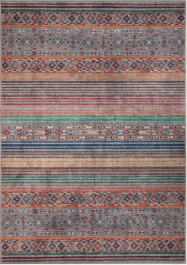 Keen Home Design 9x12 Rug - Machine Washable Area Rug with Non-Slip Backing, Ideal for Living Room, Dining Room, Bedroom - Vintage, Easy Clean, Durable, Low Pile Rug - (9' x 12')