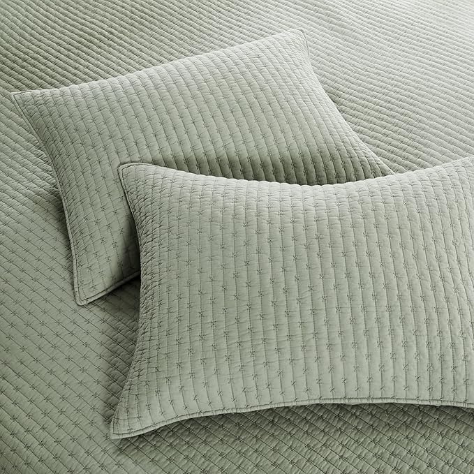 Levtex Home Cross Stitch Reversible Twin XL/Twin Quilt Set (68x86in) with 1 Pillow Sham (26x20in) - Stitch Texture - Desert Sage - Cotton Twin Size Quilt Bedding Set - Lightweight, Soft, Pre-Washed