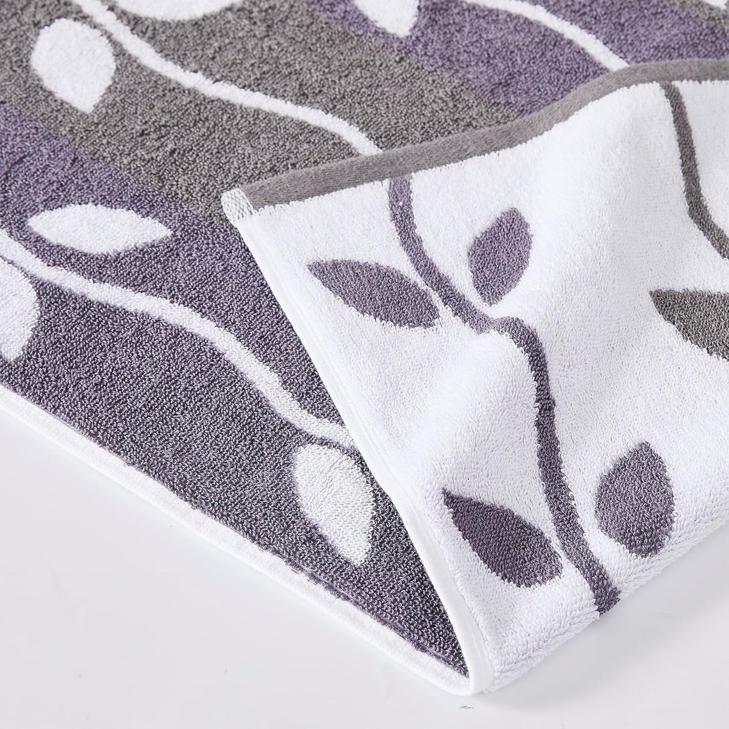 Modern Threads Organic Vines 6-Piece 100% Cotton Towel Set – Yarn Dyed Jacquard & Solid – Includes 2 Bath Towels, 2 Hand Towels, 2 Washcloths – Absorbent, Quick Dry, Soft & Durable – Lavender