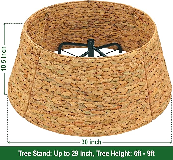 CENBOSS Rattan Christmas Tree Collar, Wicker Tree Skirt & Stand Base Cover (Natural, 30 inch)