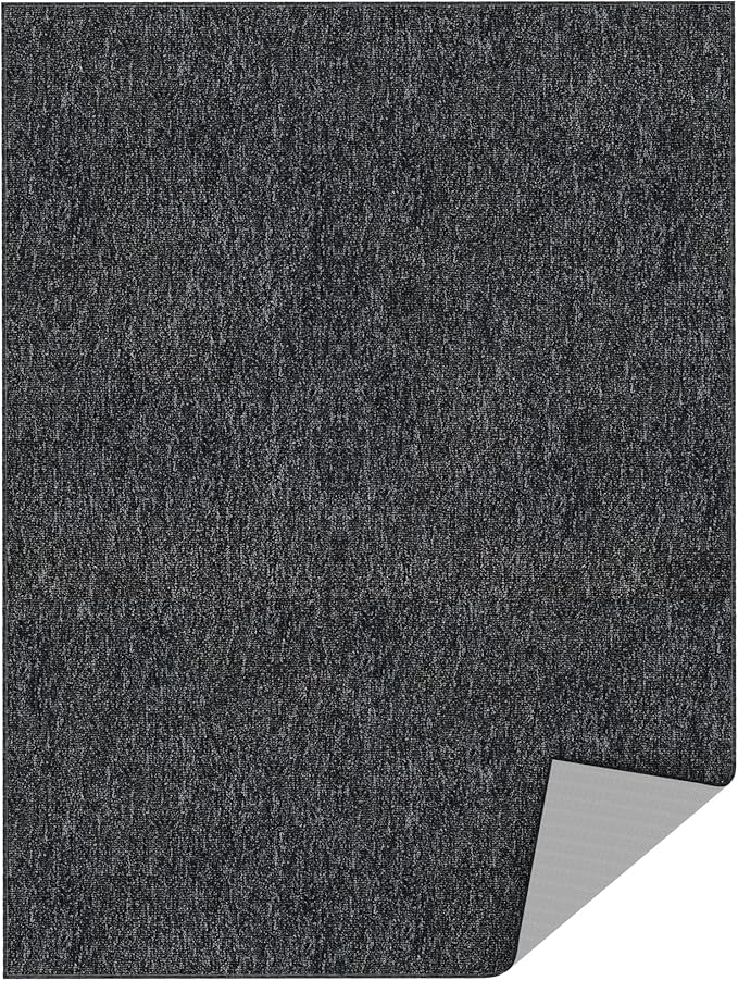 Ottomanson 2'7" x 5' Ultra-Thin Area Rug Durable Non-Slip Carpet for High-Traffic Areas - Fits Under Doors for Easy Use - Ideal for Living Room, Bedroom, Kitchen, Bathroom & Entryway, Black