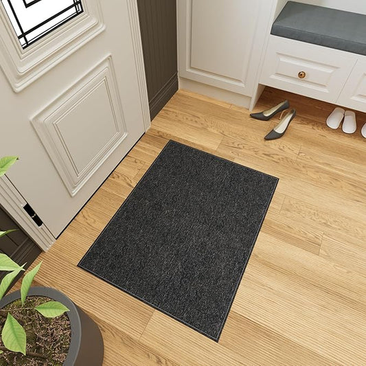 Ottomanson 2'7" x 5' Ultra-Thin Area Rug Durable Non-Slip Carpet for High-Traffic Areas - Fits Under Doors for Easy Use - Ideal for Living Room, Bedroom, Kitchen, Bathroom & Entryway, Brown
