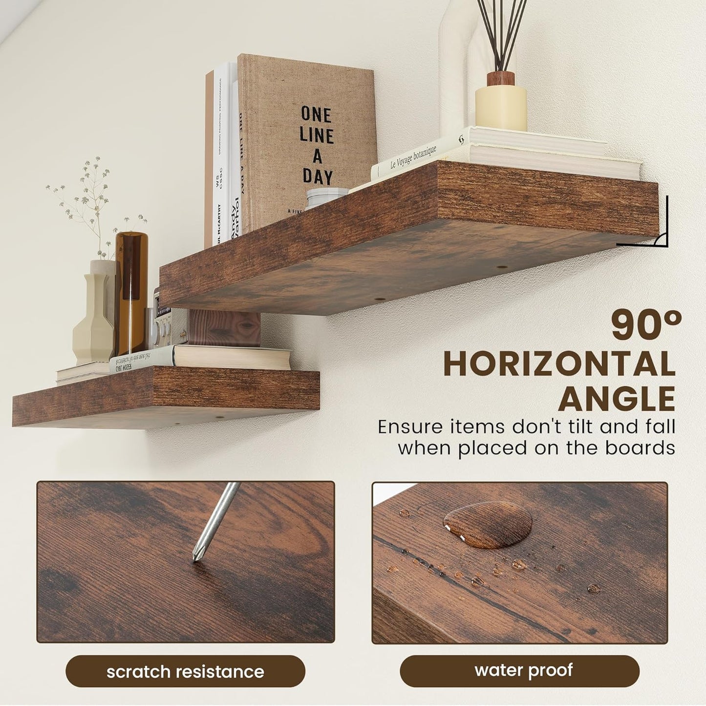 Deep Floating Shelves for Wall - 36 Inch Wide x 12 Inch Deep Floating Shelves Set of 2-36W x 12D Rustic Large Wood Shelves for Living Room Bathroom Laundry Room Kitchen Home Office