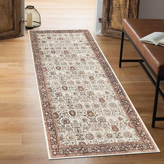 Keen Home Design 2x7 Rug - Machine Washable Runner Rug with Non-Slip Backing, Ideal for Hallway, Entryway, Kitchen, Laundry Room - Vintage, Easy Clean, Durable, Low Pile - (2'6" x 7')