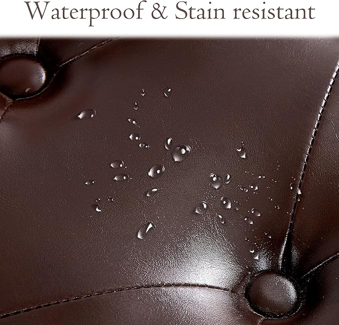 HUIMO Button-Tufted Bench for End of Bed, Entryway Bench with Upholstered Linen Fabric, Ottoman Bench for Living Room,Dining Bench for Kitchen(Brown)