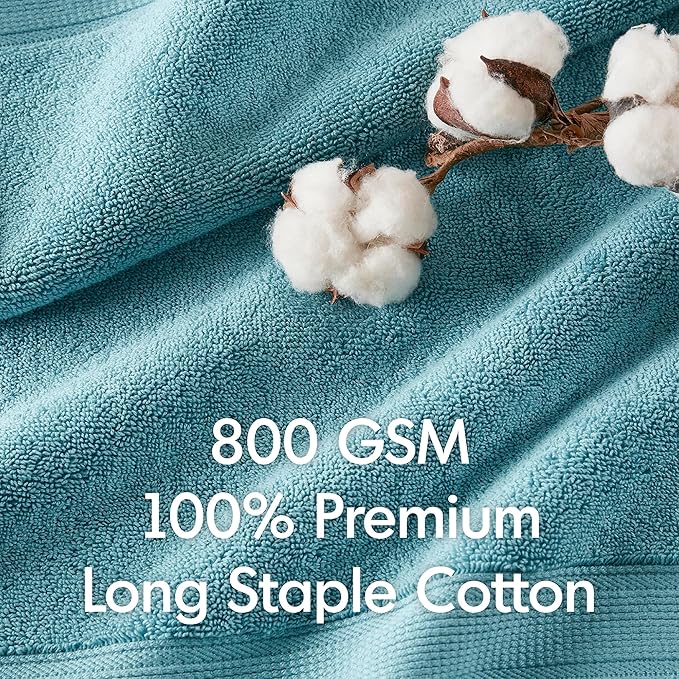 Madison Park 800GSM Bath Sheet Towel Oversized 34" x 68" 2 Pack 100% Cotton Bath Towel Set Highly Absorbent Hotel Spa Quality for Bathroom, Aqua