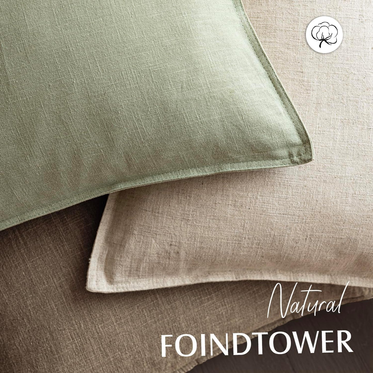Foindtower Pack of 2, Decorative Linen Solid Throw Pillow Covers Soft Accent Cushion Case Boho Farmhouse Pillowcase for Chair Couch Sofa Bedroom Living Room Home Decor 20 x 20 Inch Light Sage Green