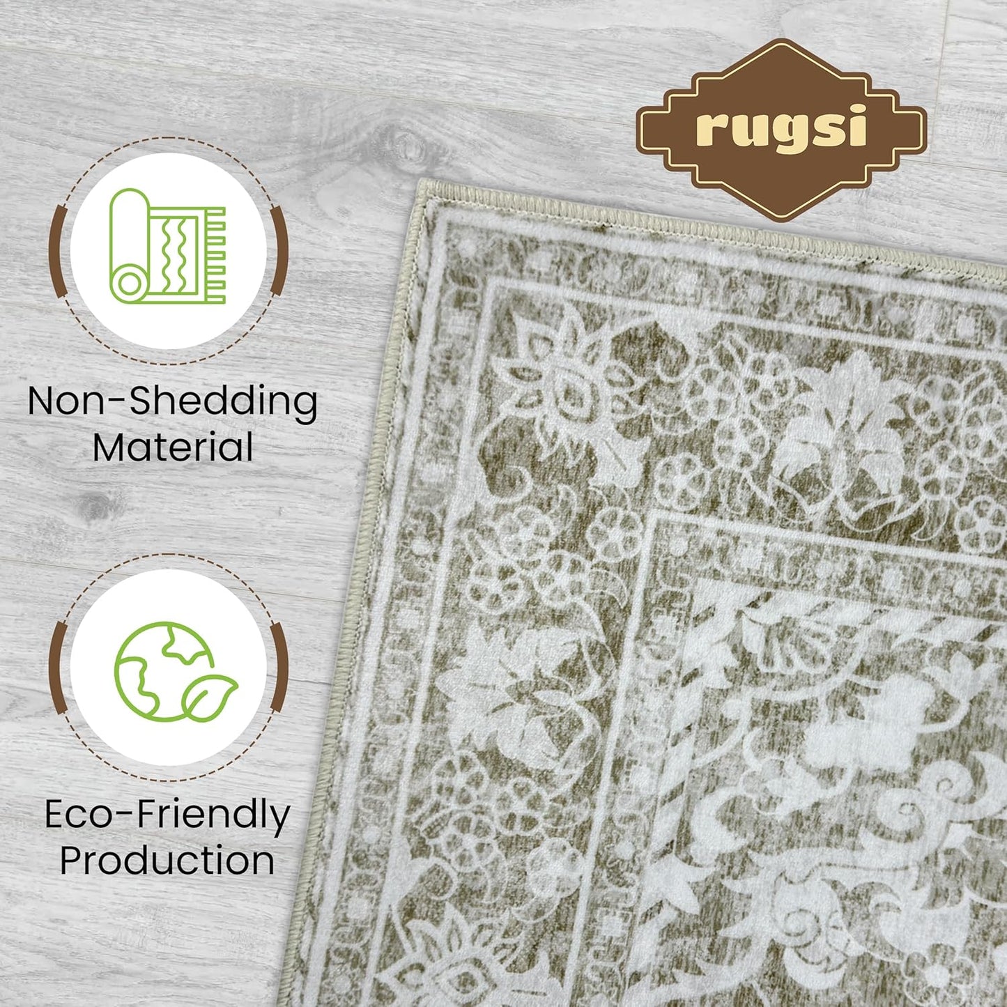 Washable Area Rug 4x6 | Non Slip Area Rug for Living Room, Bedrooms, Dining Room | Ultra-Soft Flannel Carpet Area with Rubber Backing (Sand, 4x6)