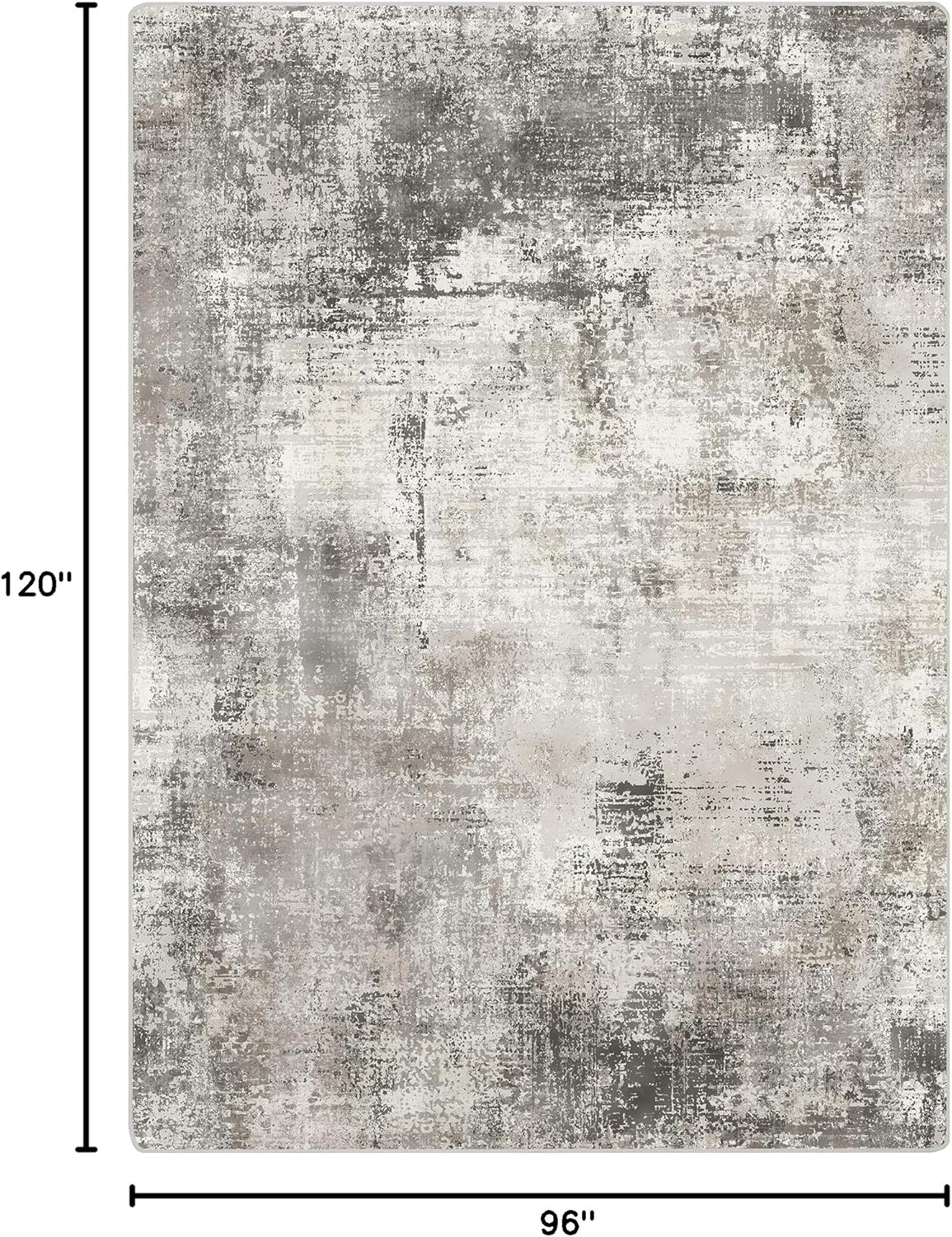 Area Rugs 8x10 Machine Washable Rug for Bedroom Living Room Dining Room, Large Modern Abstract Soft Rugs, Indoor Low Pile Carpet with Non Slip Rubber Backing, Abstract Gray
