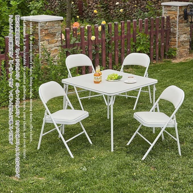 KAIHAOWIN 4-Pack Vinyl-Padded Folding Chair Metal Frame Heavy Duty Foldable Chair with Backrest&Padded Seats for Dining Meetings Wedding Events-White