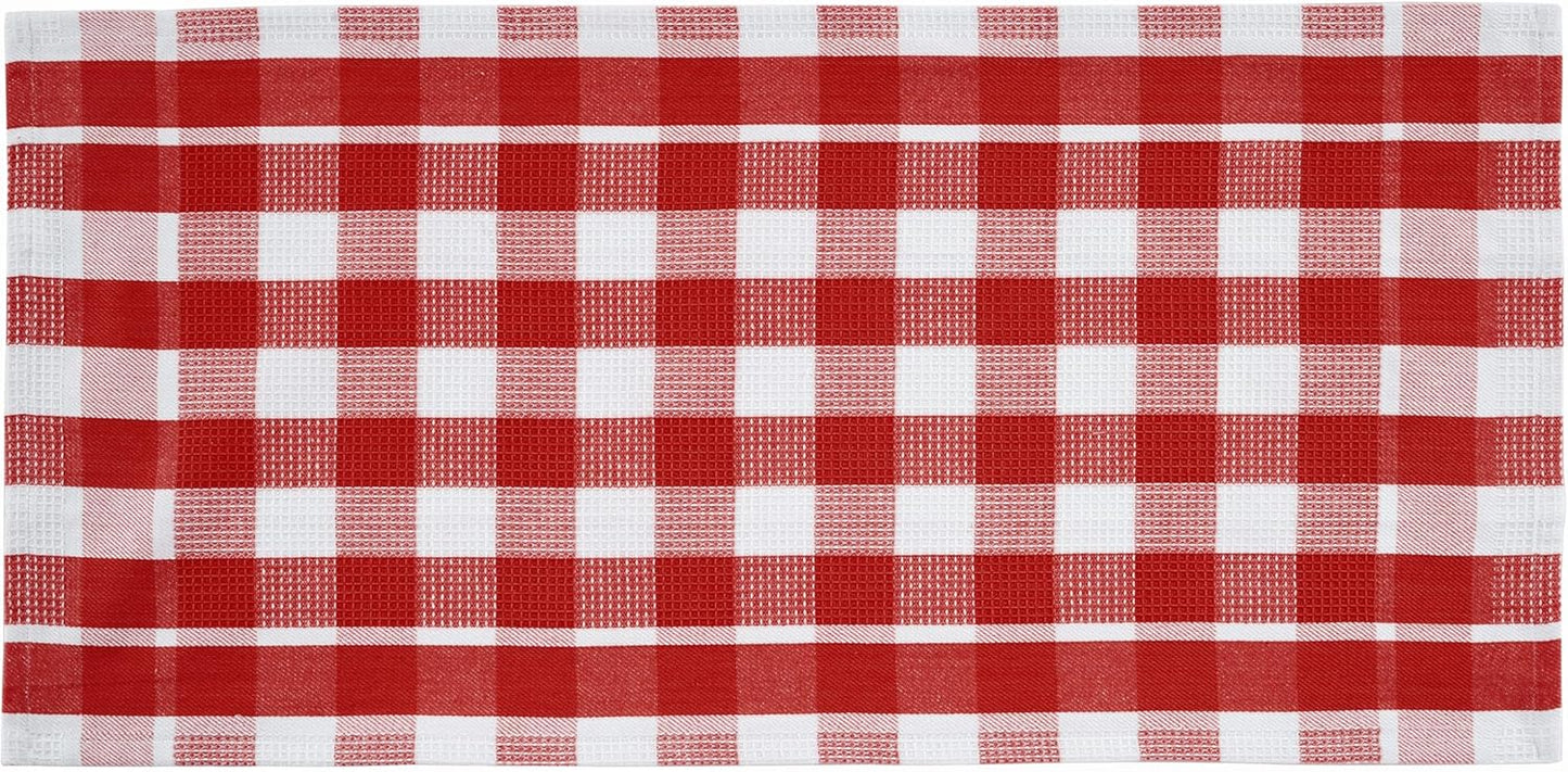 LANE LINEN 100% Cotton Kitchen Dish Cloths, Ultra Soft Absorbent Quick Drying Dish Towels, Multiweave Wash Cloths Dish Towel Sets, 13x28 Inches, 4 Pack - Red