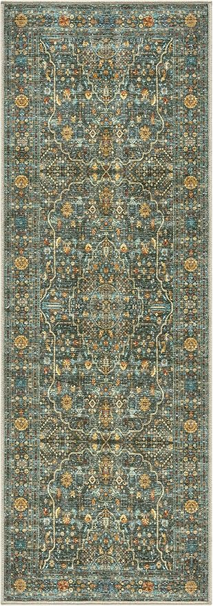 Keen Home Design 2x7 Rug - Machine Washable Runner Rug with Non-Slip Backing, Ideal for Hallway, Entryway, Kitchen, Laundry Room - Vintage, Easy Clean, Durable, Low Pile Rug - (2'6" x 7')