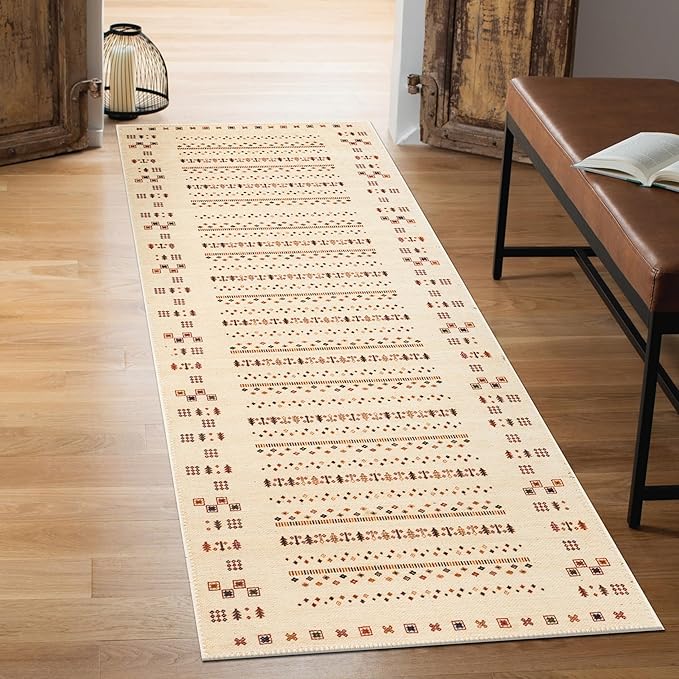 Keen Home Design 2x7 Rug - Machine Washable Runner Rug with Non-Slip Backing, Ideal for Hallway, Entryway, Kitchen, Laundry Room - Vintage, Easy Clean, Durable, Low Pile - (2'6" x 7')
