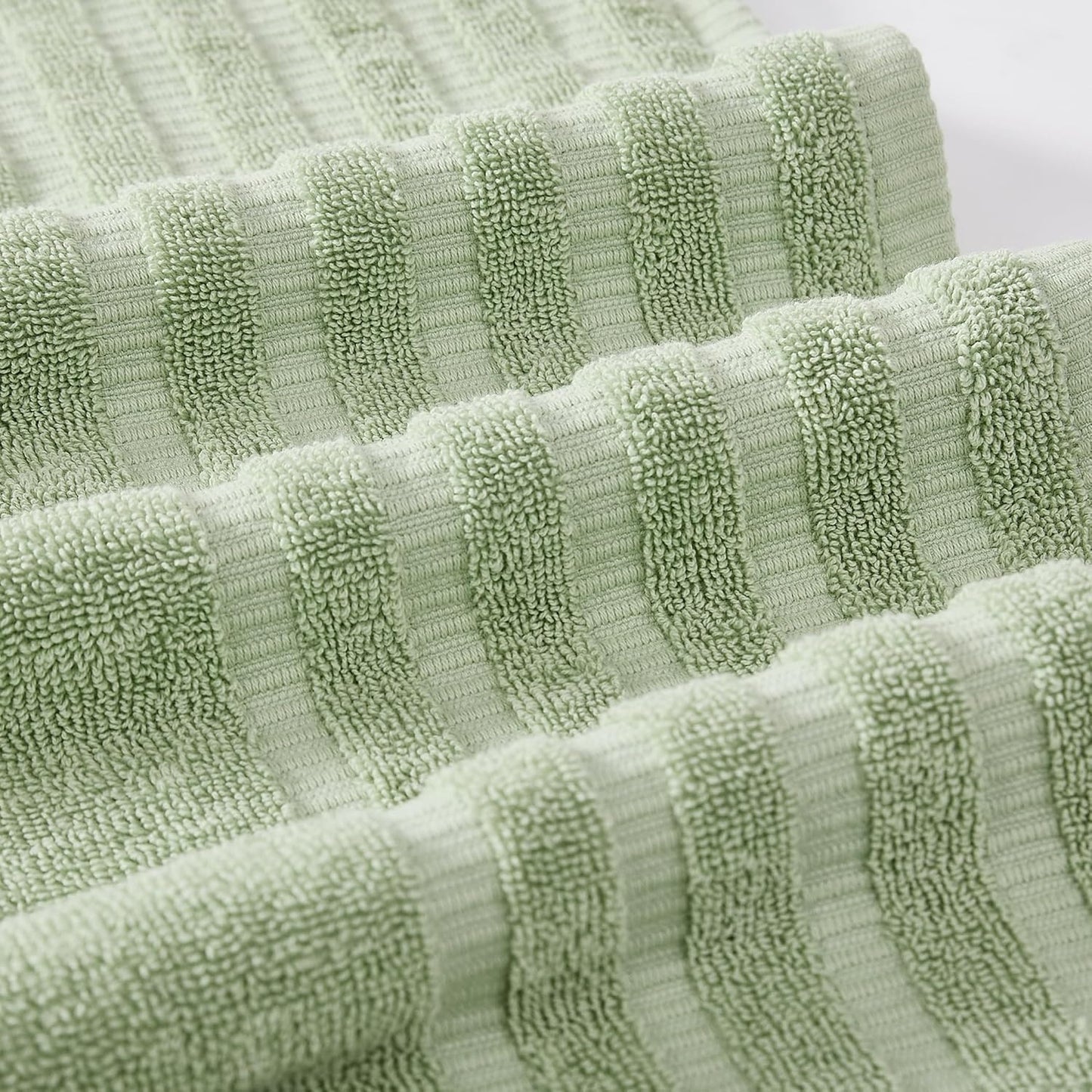 Modern Threads Oxford 6-Piece 100% Cotton Towel Set – Yarn Dyed Jacquard & Solid – Includes 2 Bath Towels, 2 Hand Towels, 2 Washcloths – Absorbent, Quick Dry, Soft & Durable – Sage Green