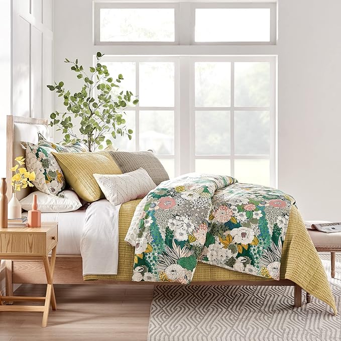 Levtex Home Mills Waffle Twin Quilt Set - Ochre Cotton, 1 Sham, 1 Quilt (68 x 86in.)