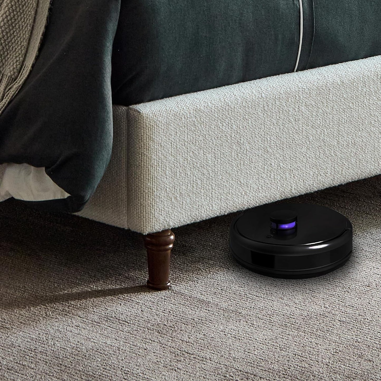 King 54" Harper Tall Headboard Wingback Upholstered Platform Bed Frame Premium Boucle Elegant Simplicity for Bedroom Strong Wood Slats Support No Box Spring Needed No Noise Cream White