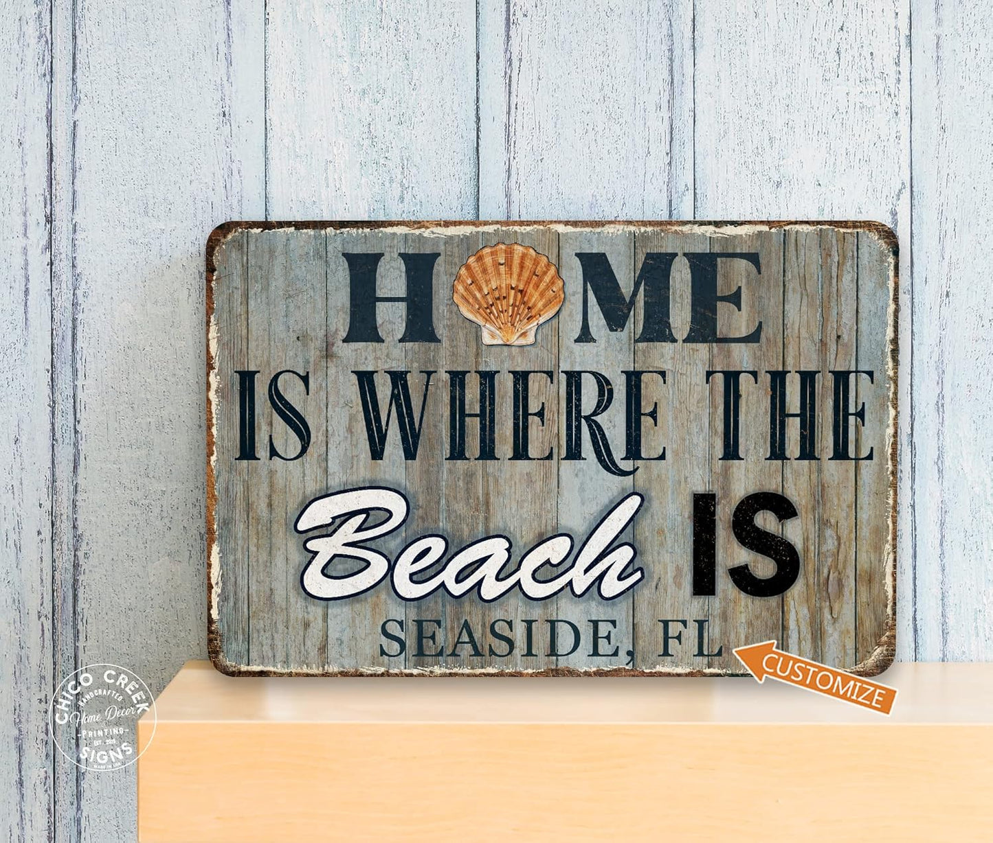 Custom Sign Home is Where The Beach Is Beachhouse Décor Summer Décor Beach Town Personalized Sign Your Text Here 208122002012