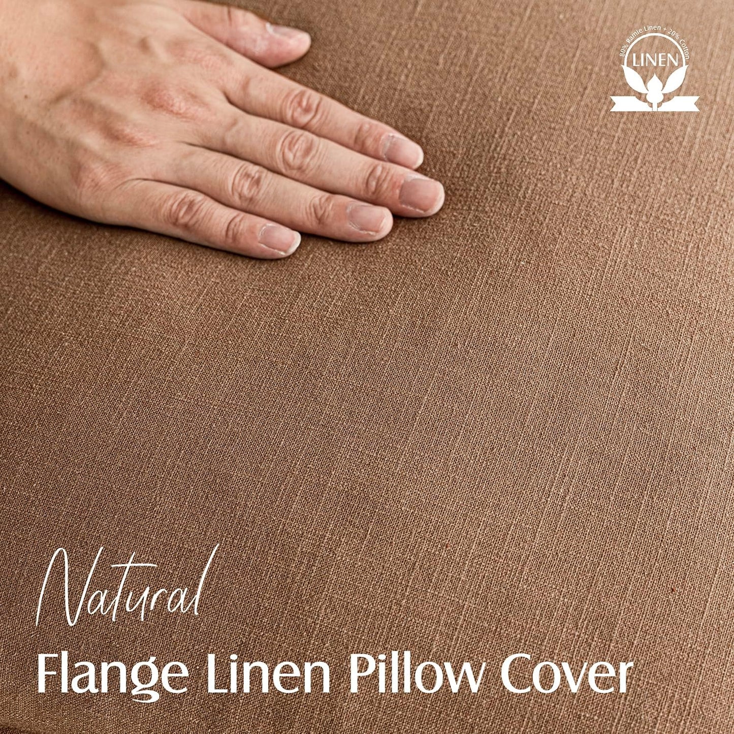 Foindtower Pack of 2, Decorative Linen Soild Throw Pillow Covers Soft Accent Cushion Case Boho Farmhouse Pillowcase for Chair Couch Sofa Bedroom Living Room Home Decor 22 x 22 Inch Light Khaki Brown