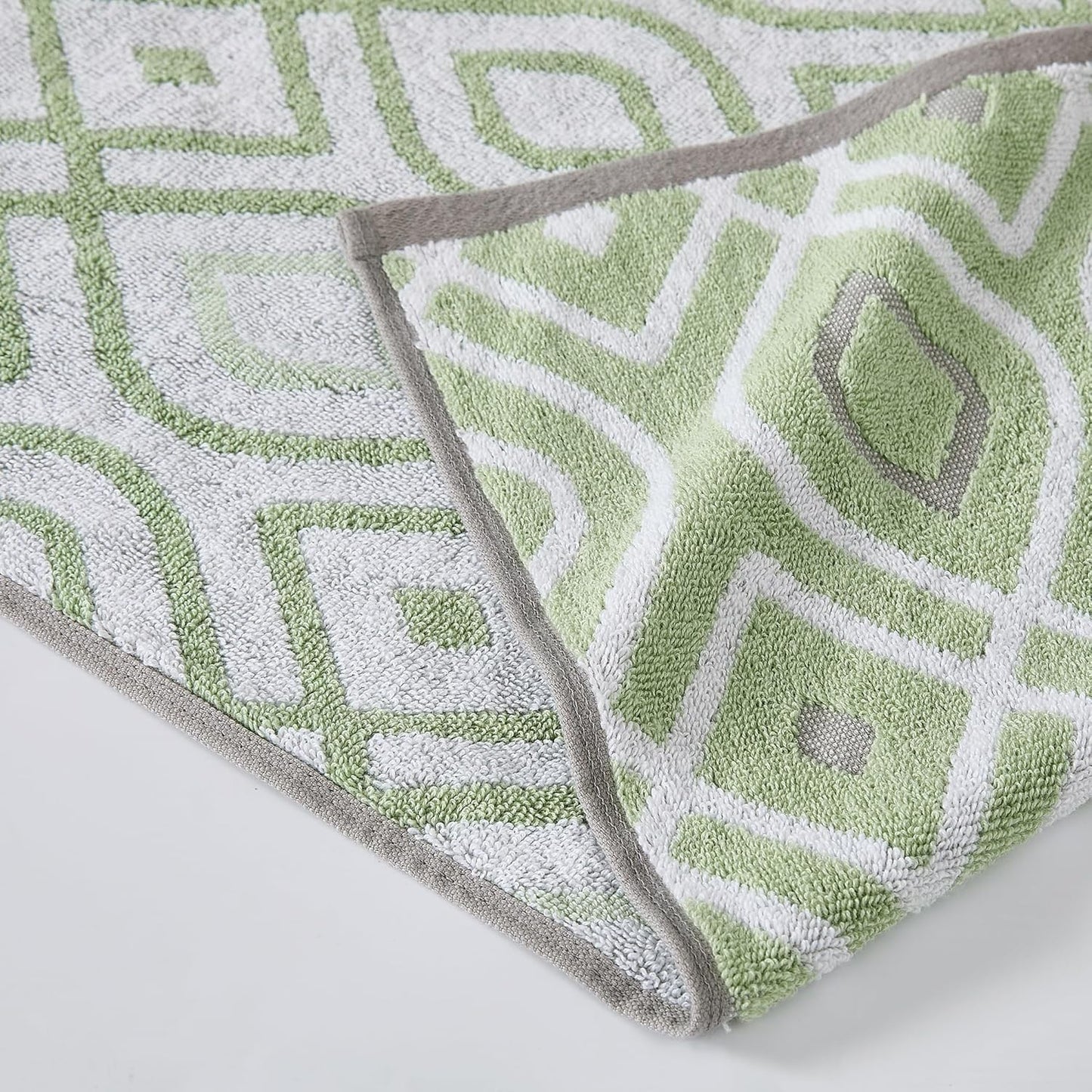 Modern Threads Oxford 6-Piece 100% Cotton Towel Set – Yarn Dyed Jacquard & Solid – Includes 2 Bath Towels, 2 Hand Towels, 2 Washcloths – Absorbent, Quick Dry, Soft & Durable – Sage Green