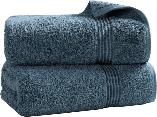 Superior Egyptian Cotton 2-Piece Bath Sheet Towel Set, Oversized Body Towels For Adults And Kids, Large Towel For Bath, Shower, Guest Bathroom, Spa, Gym, Resort, Essentials, Airbnb, Sapphire