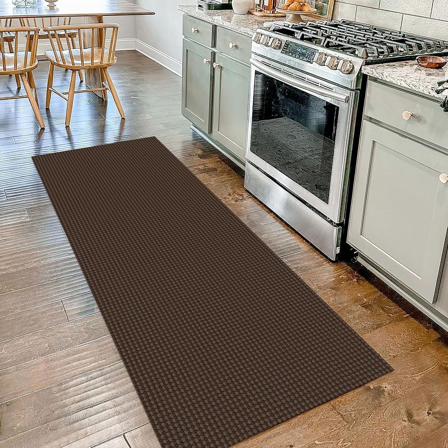 IOHOUZE Washable Runner Rug 2x7 Non Slip Runners for Hallways Entryway Runner Indoor, Kitchen Rugs Woven Cotton Floor Carpet for Kitchen Hall Entrance Bedroom, Brown