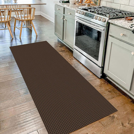 IOHOUZE Washable Runner Rug 2x7 Non Slip Runners for Hallways Entryway Runner Indoor, Kitchen Rugs Woven Cotton Floor Carpet for Kitchen Hall Entrance Bedroom, Brown