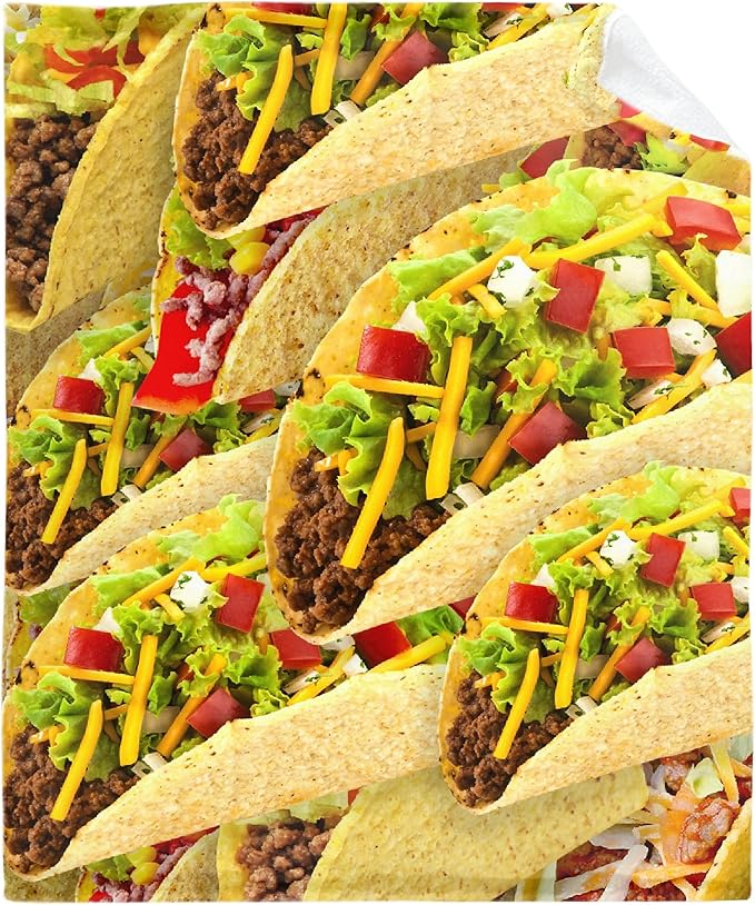 Taco Blanket Food Throws Funny Gift for Kids Girl Boys Lightweight Fleece Throw Novelty Realistic Super Soft Comfy Gifts for Teens Women Men Flannel Bedding Sheet Blankets for Couch Sofa,50"x40"