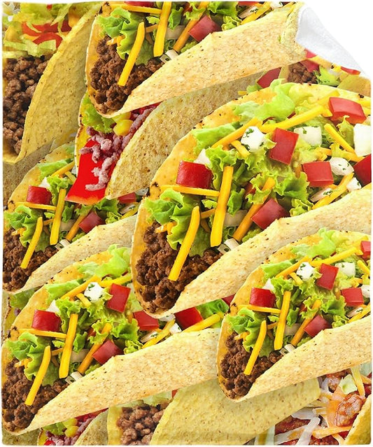 Taco Blanket Food Throws Funny Gift for Kids Girl Boys Lightweight Fleece Throw Novelty Realistic Super Soft Comfy Gifts for Teens Women Men Flannel Bedding Sheet Blankets for Couch Sofa,50"x40"