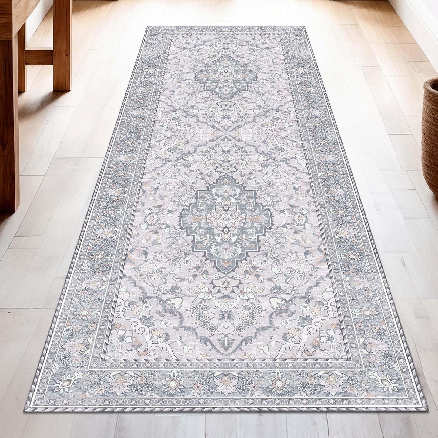 Washable Runner Rug 2.5x8 | Non Slip Rug Runners for Hallways, Entryways, Kitchens, Bathrooms, Bedrooms | Ultra-Soft Flannel Carpet Runners with Rubber Backing (Frosted Taupe, 2.5x8)